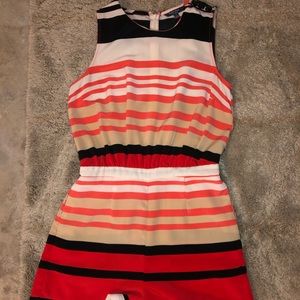 Sleeveless pin stripped short romper